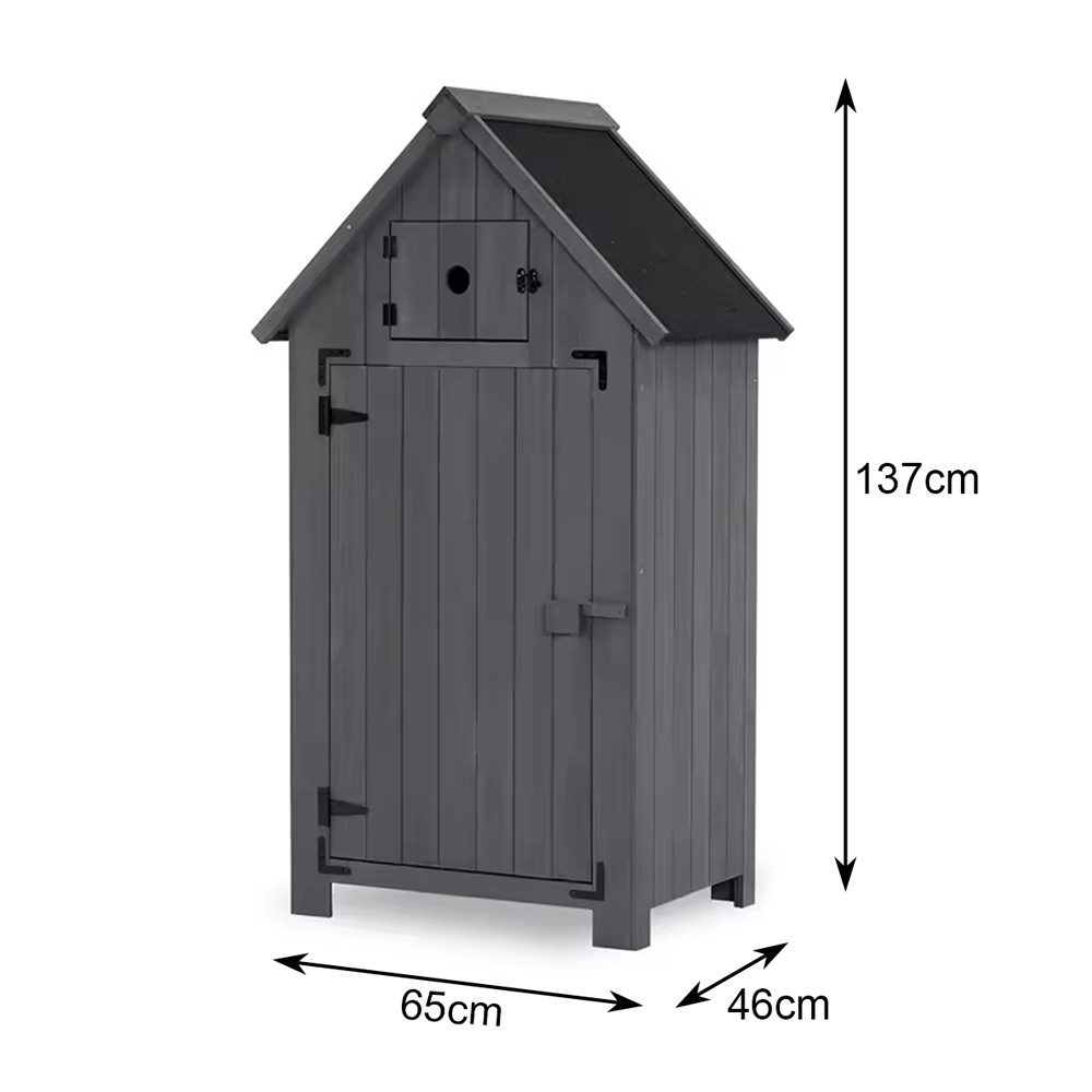 Divit Pflanzkübel Gartenschrank wetterfest Geräteschuppen Holz 65 x 46 x 137 cm IG10 gra