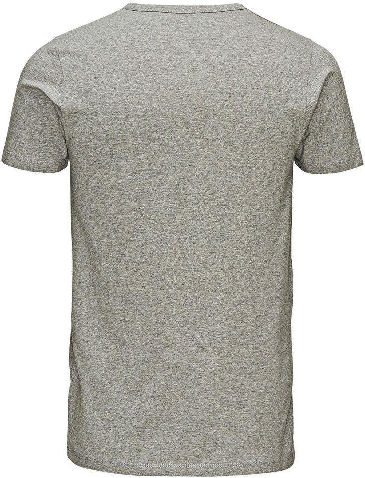 melange TEE & light Jack O-NECK grey Jones BASIC T-Shirt