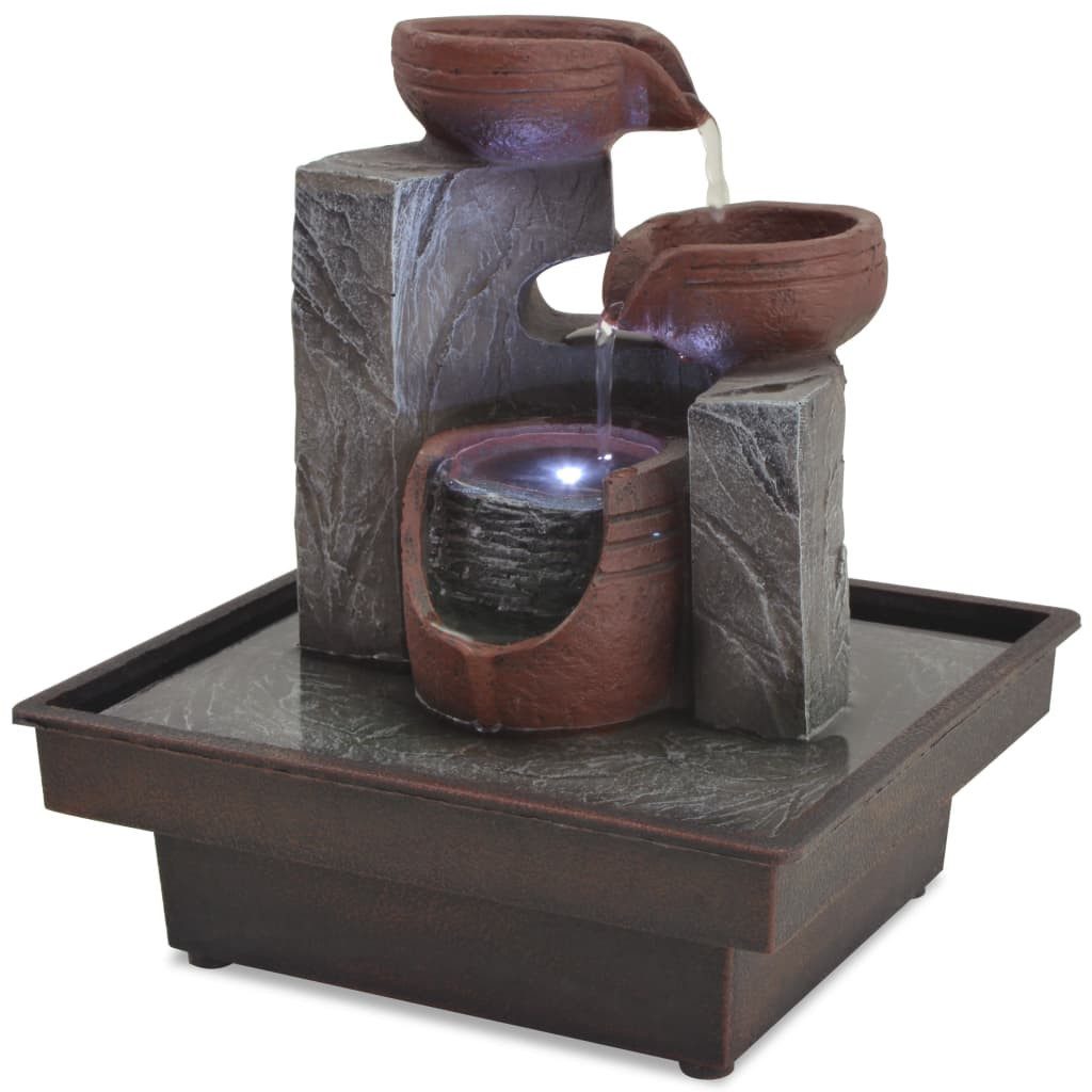 Wasserfall Zimmerbrunnen mit LED Polyresin