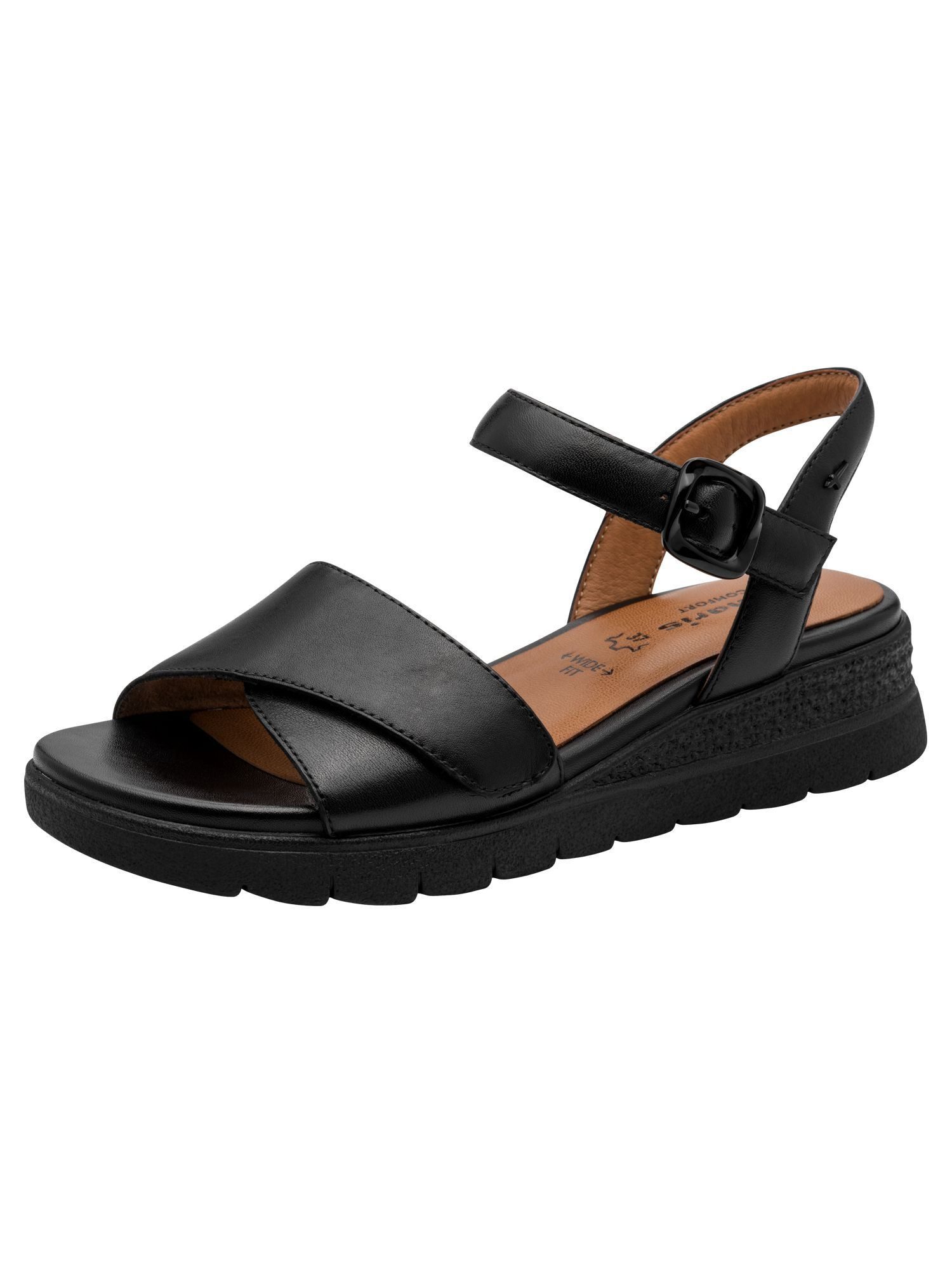 Tamaris WIDE FIT MultiAdjustable, comfortFit aus Leder Plateausandaletten MultiAdjustable