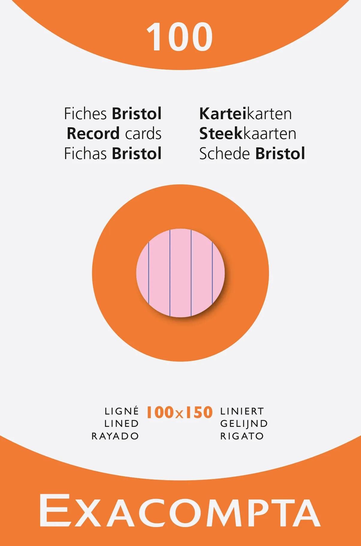 EXACOMPTA Karteikarten 10x Karteikarten 10x15 lin sort 100St - Farben sortiert - 13852X, Karteikarten