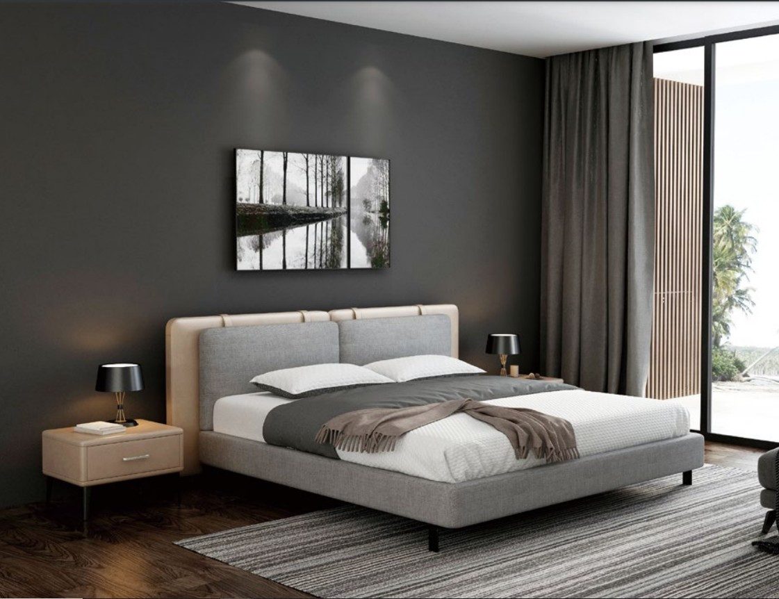 JVmoebel Polsterbett Luxuriöses Polsterbett Doppelbett Grau – Design ...