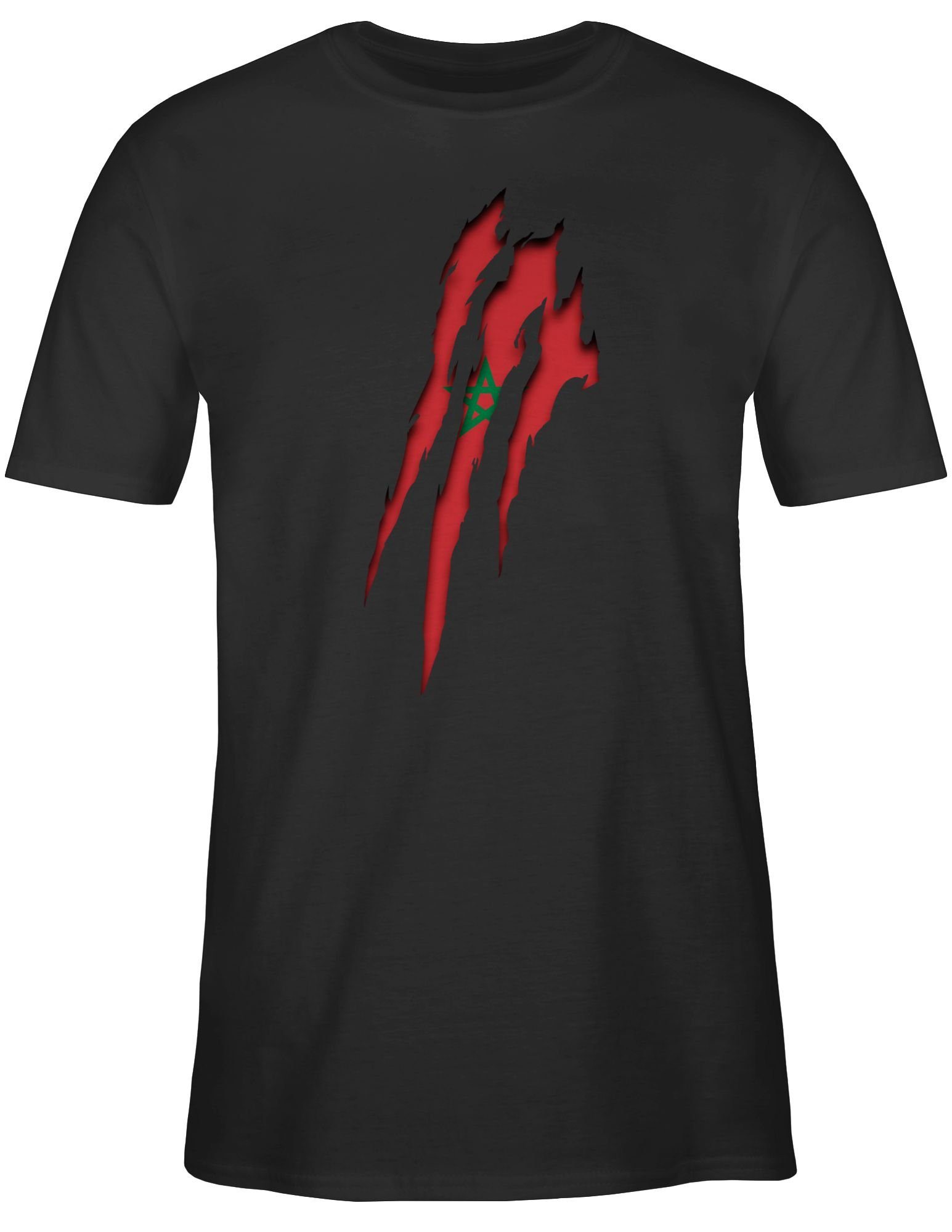 Shirtracer T-Shirt Marokko Krallenspuren 2026 Fussball WM Fanartikel
