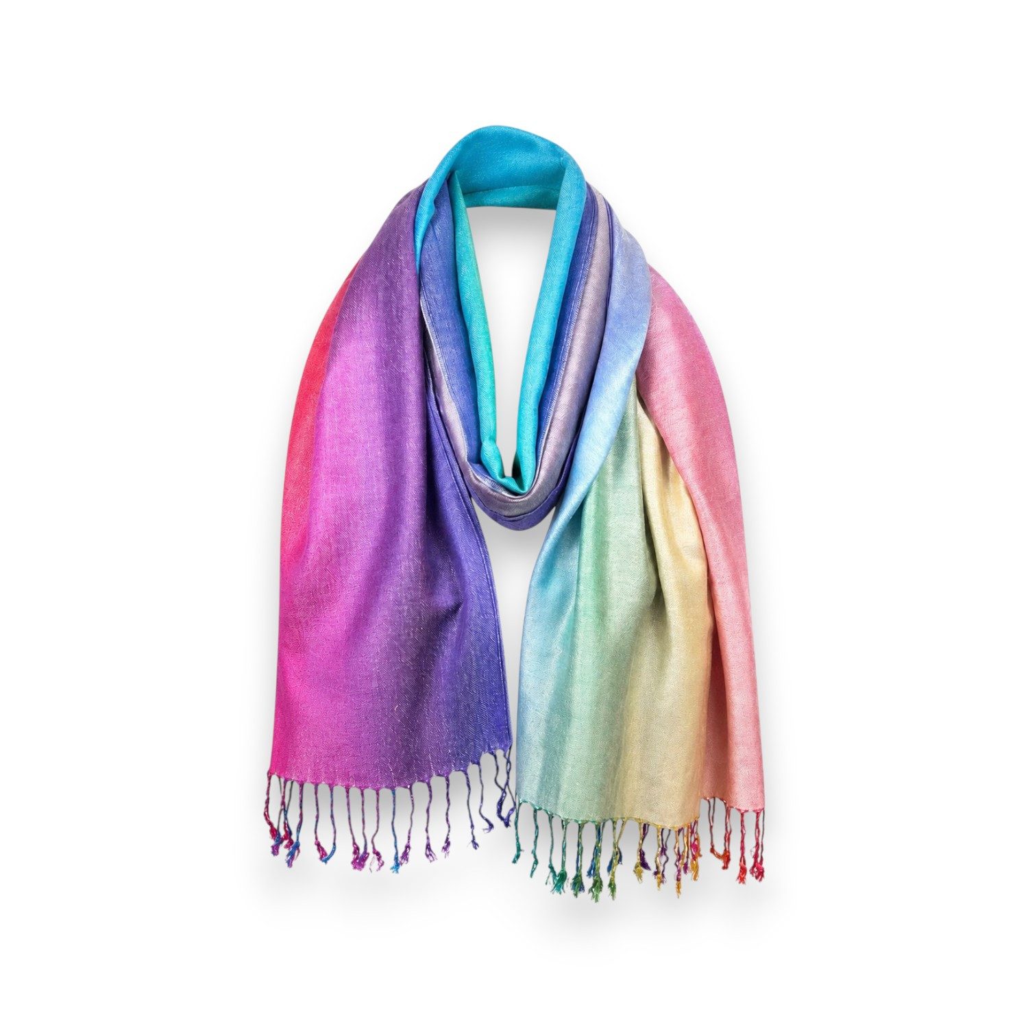 VewoTex Schal Regenbogen Schal » Sommer Damen 175x70cm » leichter Sommerschal, (Einzeln, 1-St. Kein Set), buntes Halstuch mit Fransen » weich & dünn » Frühling, Sommer & Herbst
