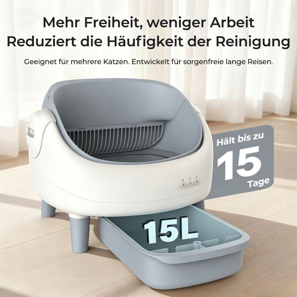 Crigge Katzenecktoilette MINI-C Selbstreinigungssystem, Gesundheits-Tracking, 35 dB, automatische Abfalltrennung, herausnehmbare Trommel