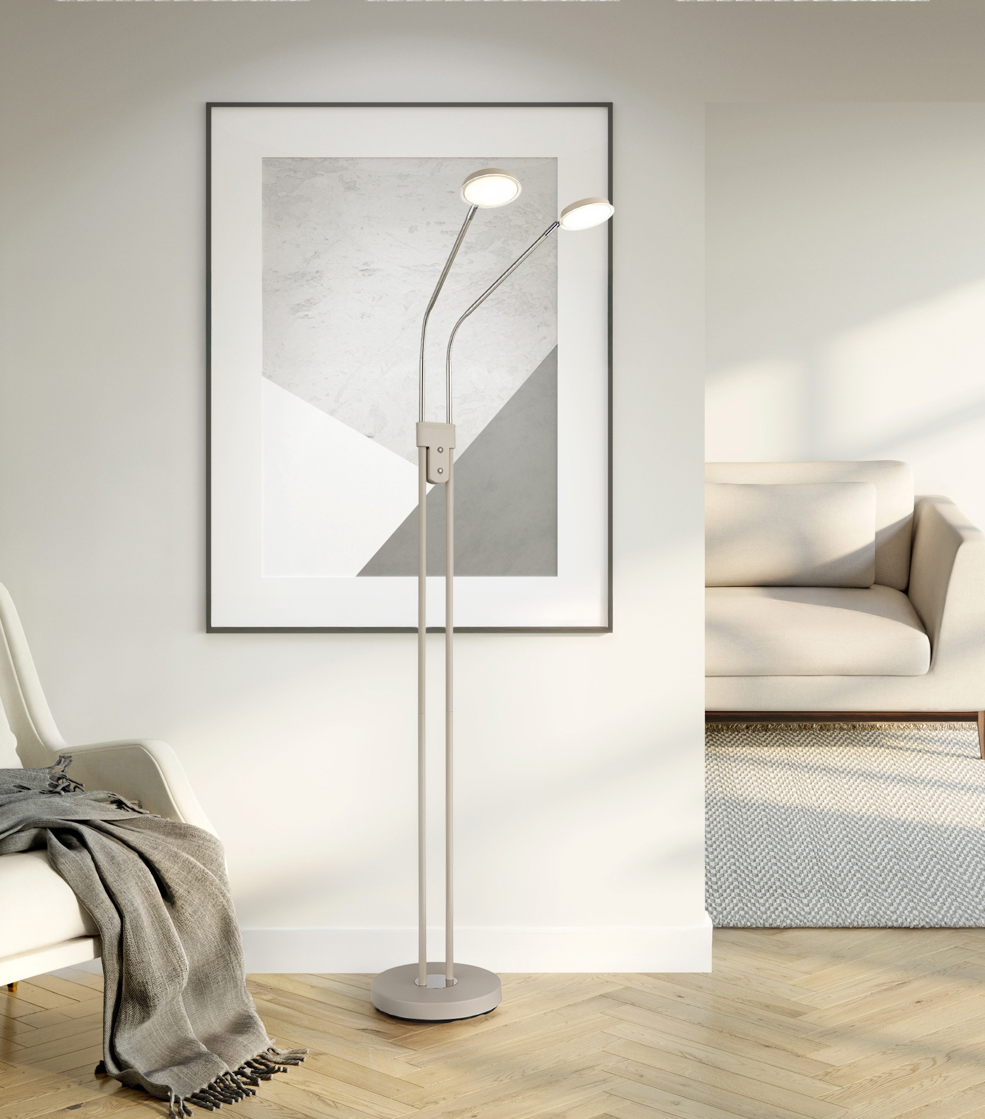 GLOBO LIGHTING Stehlampe SILVIO, LED fest integriert, Stehleuchte mit Touchdimmer, flexibel, modern & komfortabel