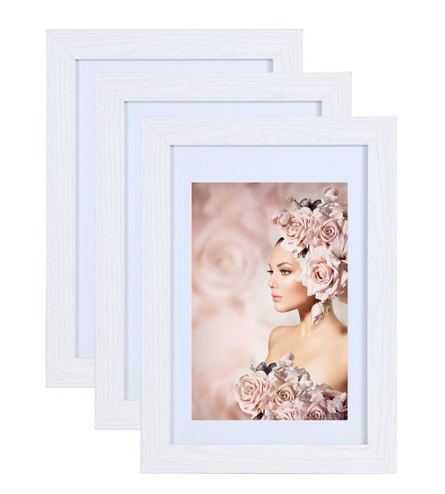 IDEAL TREND Рамки 3er Pack Holz Рамки Foto Plexi Rahmen Acryl Collage Wanddeko Po, für 1 Bilder (3 St), bruchsicheres Kunststoffglas