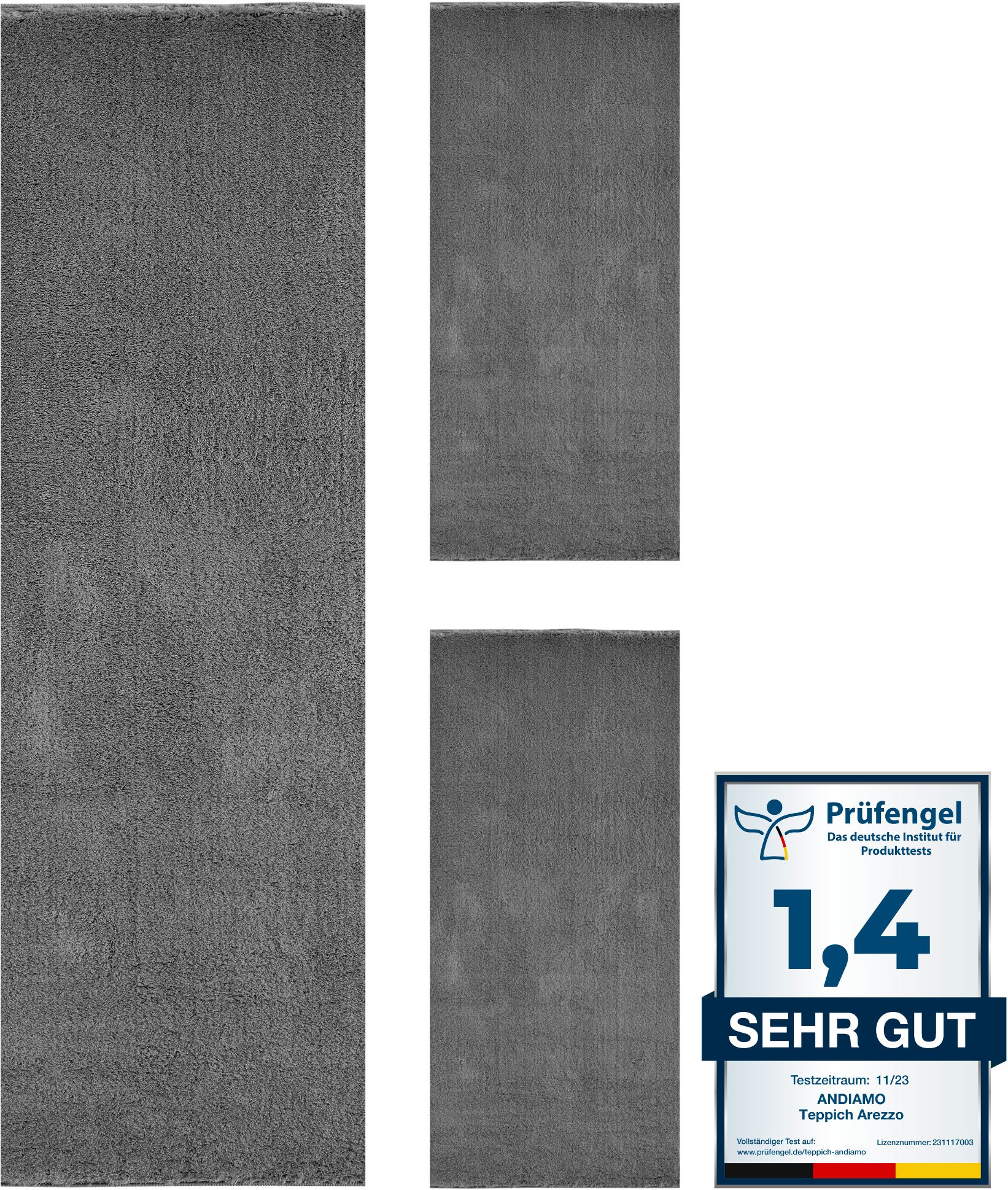 Andiamo Bettumrandung Arezzo, Höhe 16 mm, (1-tlg), Uni Farben, weicher Flor, waschbar, ideal im Wohnzimmer & Schlafzimmer