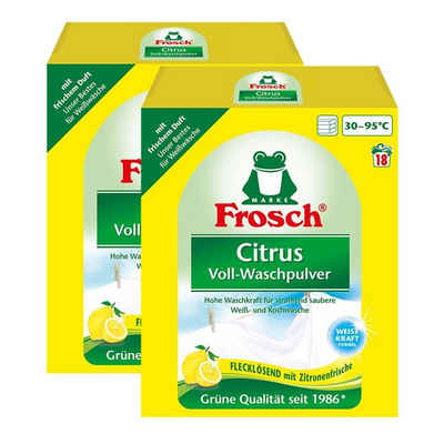 FROSCH 2x Frosch Citrus Voll-Waschpulver 1,35 kg - Flecklösend mit Zitrone Vollwaschmittel