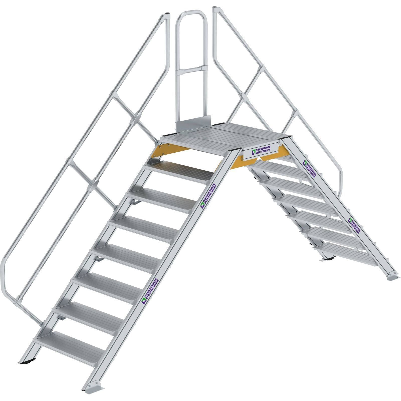 Günzburger Steigtechnik Systemtreppe Günzburger Steigtechnik Überstieg 45° Stufenbreite 800 mm 8 Stufen - 6