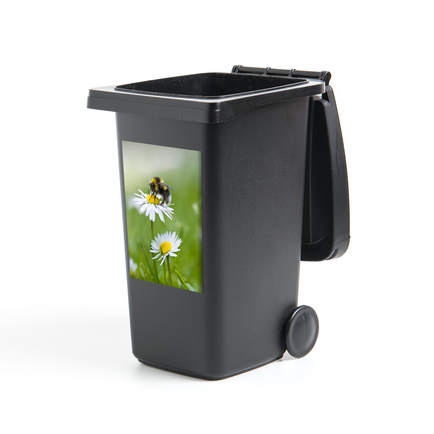 MuchoWow Wandsticker Hummel - Blumen Mülltonne, Container, Mülleimer-aufkleber, Abfalbehälter (1 Sticker, Gänseblümchen - St)