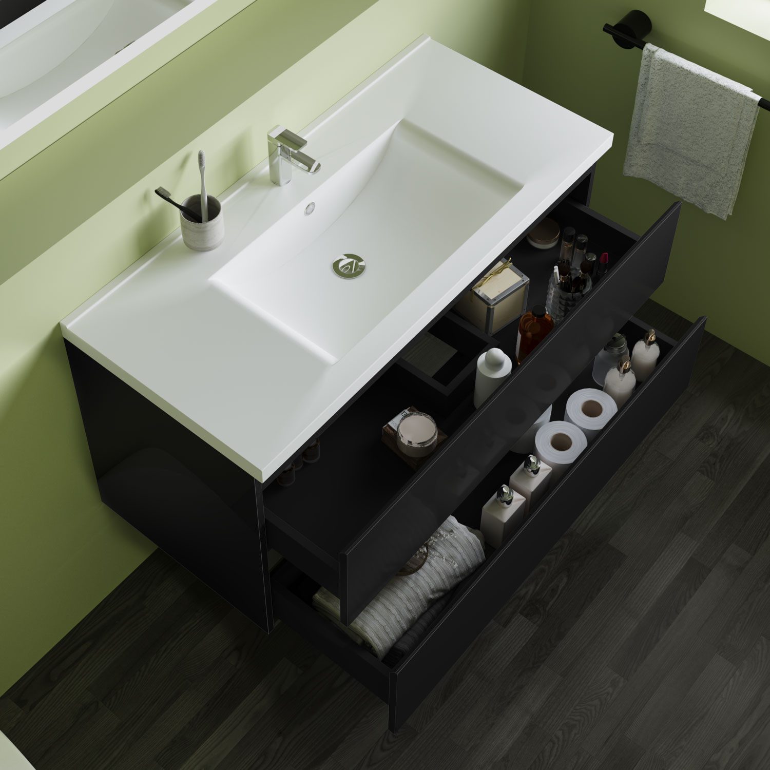 Aica Sanitär Waschtisch Badezimmerschrank Unterschrank Badmöbel Badschrank mit Waschbecken