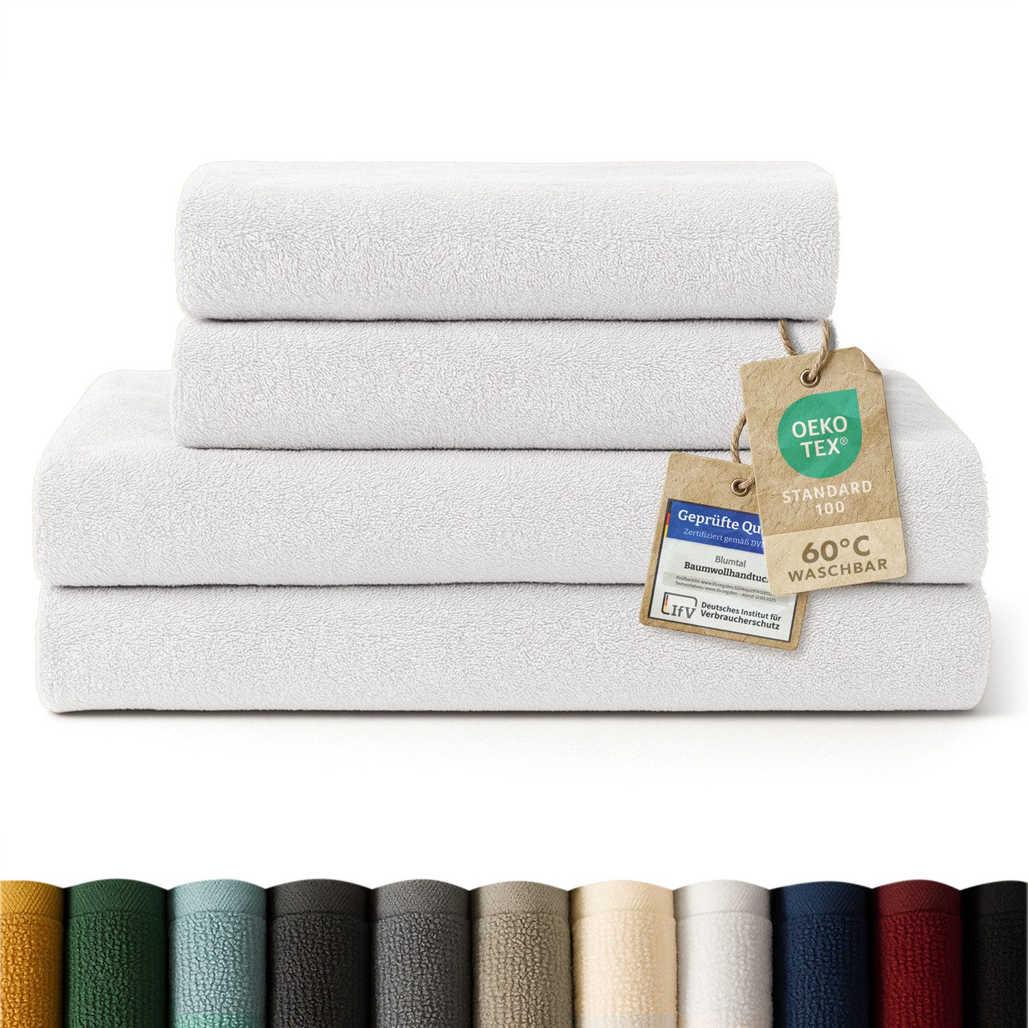 Blumtal Handtuch Set Premium 4/6-tlg. Frottier Dusch- (70x140 cm) & Handtuch (50x100 cm), Frottee (Set, 4-St), 100% Baumwolle, Oeko-TEX Zertifiziert