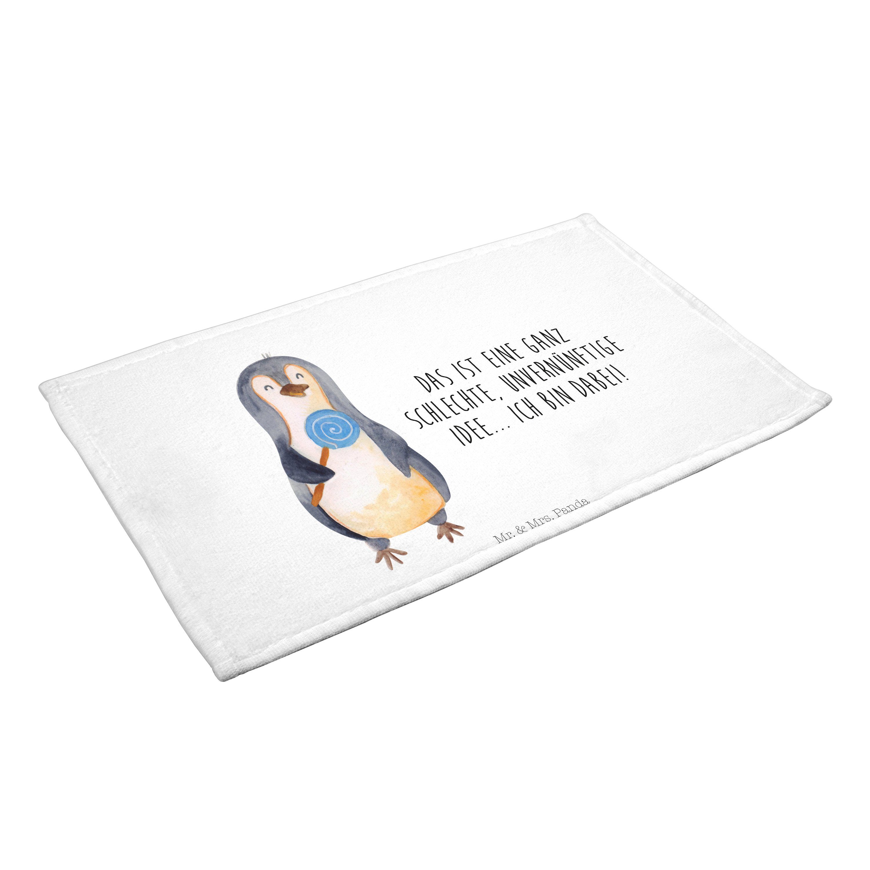 Lolli Handtu, Pinguin Süßigkeiten, Sport Geschenk, Weiß Mrs. Mr. Panda - Handtuch - (1-St) & Gästetuch,