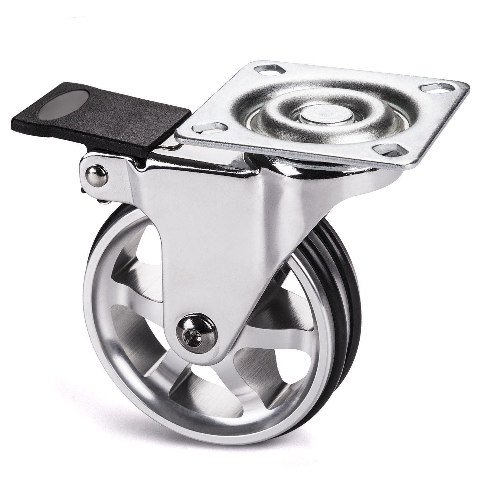 SO-TECH® Möbelrolle Design Möbelrolle BOBBY Ø 75 mm Aluminiumrad Tragkraft bis 5, Tragkraft bis 50 kg mit und ohne Bremse