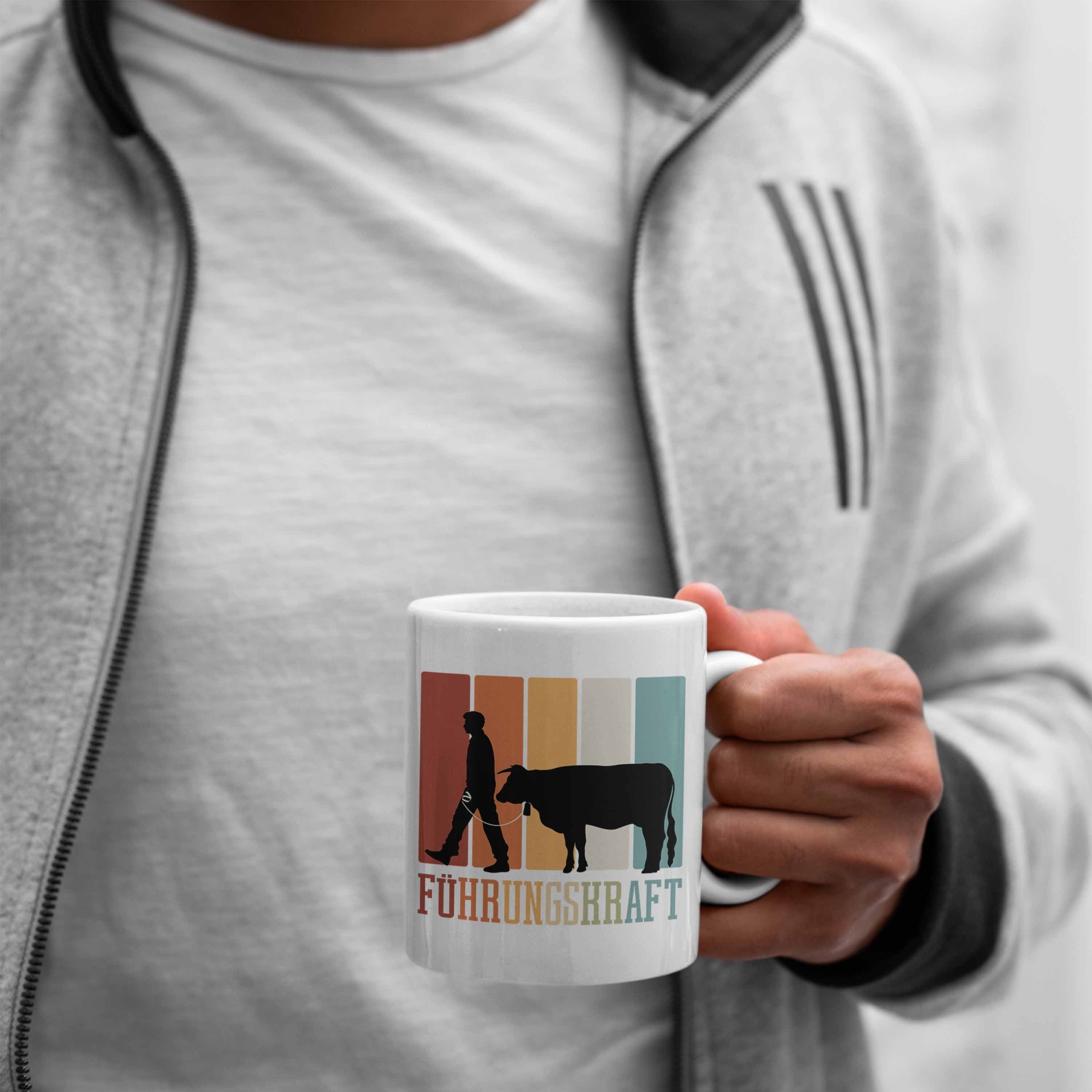 Tasse Trendation Bauer Führungskraft Landwirt für Tasse Tasse Kaffee-Becher Weiss Bauern Kuh