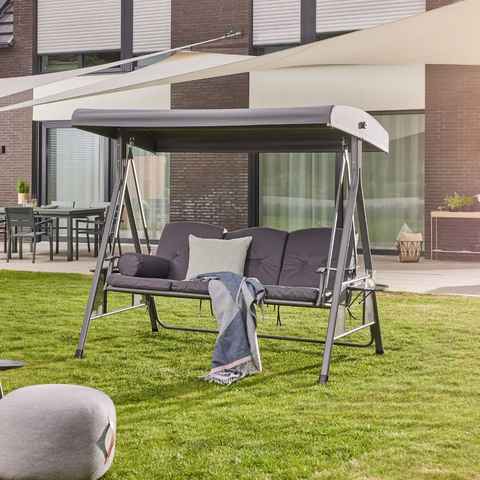 HOME DELUXE Hollywoodschaukel DESCANSO, 3-Sitzer, ohne Abdeckung, inkl. Auflagen - B/H/L 115x195x198 cm I Gartenliege Schaukelliege