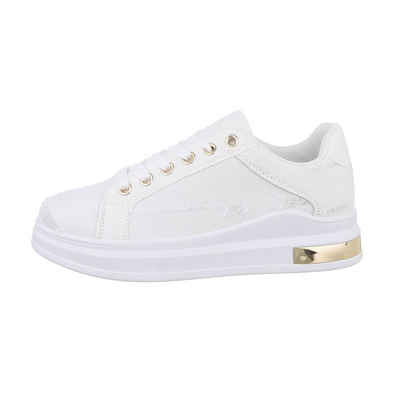 Ital-Design Damen Low-Top Freizeit Sneaker Flach Sneakers Low in Creme