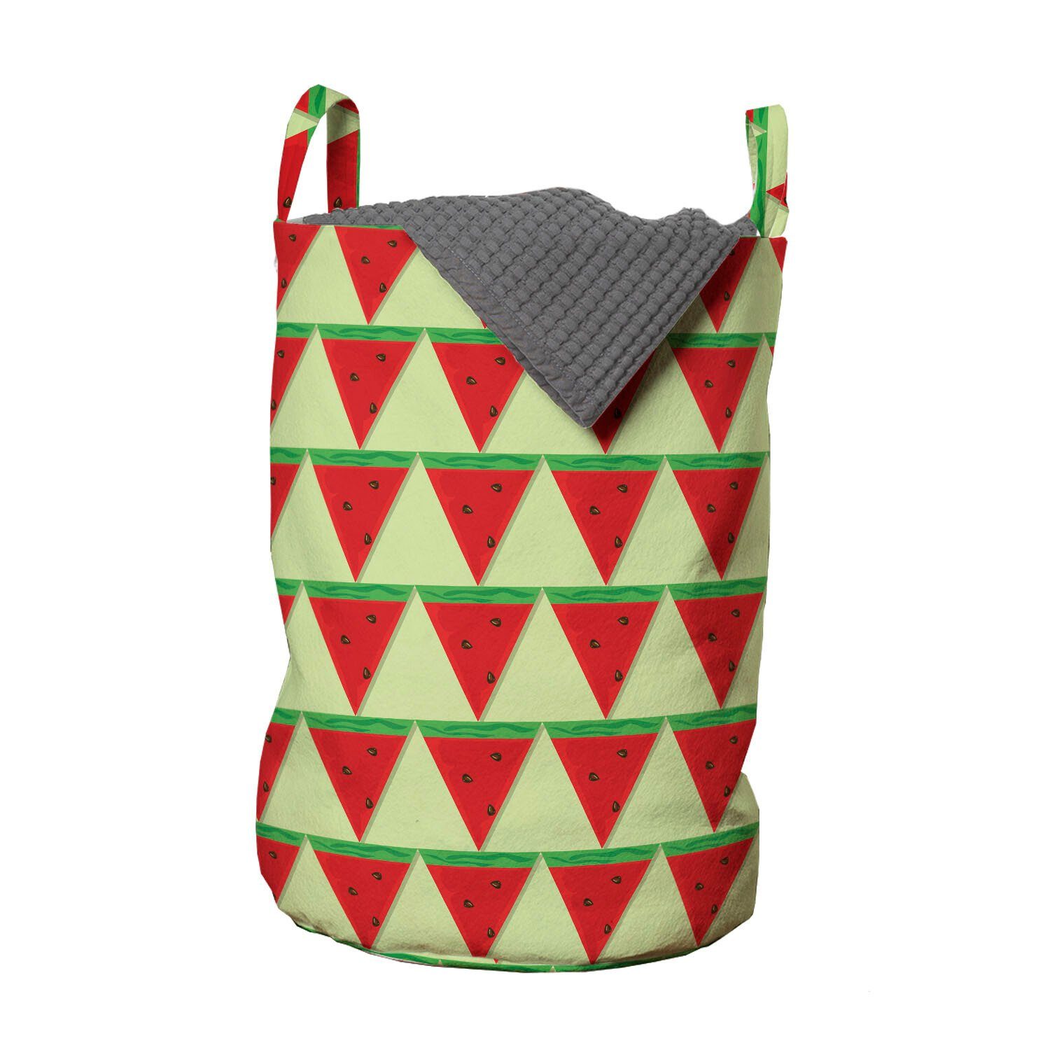 Griffen Wäschesäckchen Melone Triangle Kordelzugverschluss Wäschekorb für Abakuhaus Waschsalons, Wassermelone-Scheiben mit