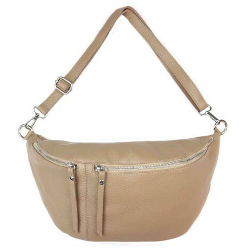 Sa-Lucca Bauchtasche XXL Bodybag Bauchtasche Crossbag echt Leder made in Italy, echt Leder, made in Italy taupe