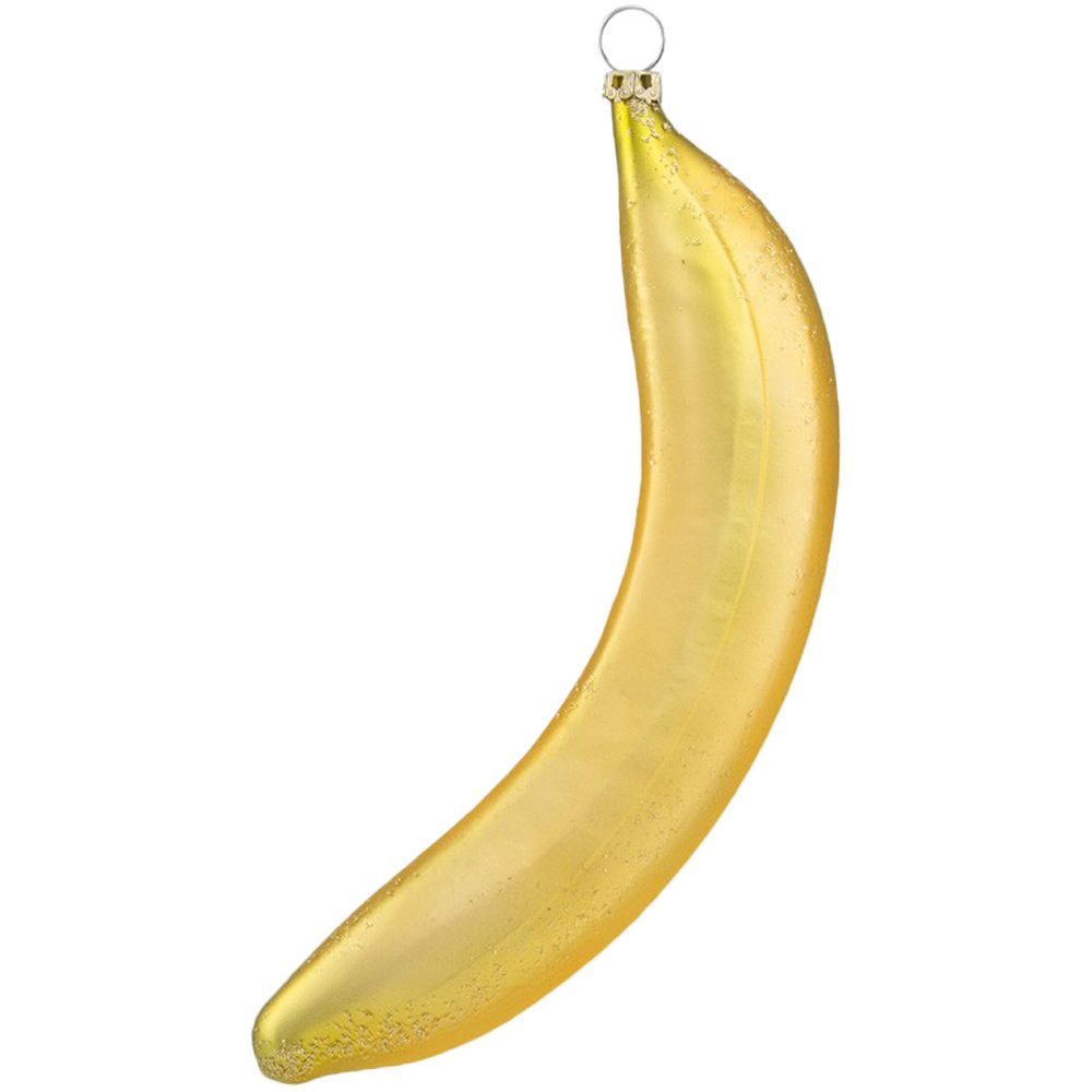 Banane Glasdesign 17cm mundgeblasen, Thüringer bananengelb matt (1-tlg), Christbaumschmuck handbemalt