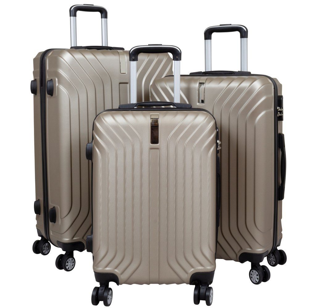 ABS M-L-XL MONOPOL® Valis Hartschalen-Trolley & Hartschalenkoffer, 4x Hartschalen-Trolley um Reisekoffer Doppelrollen 360° drehbar