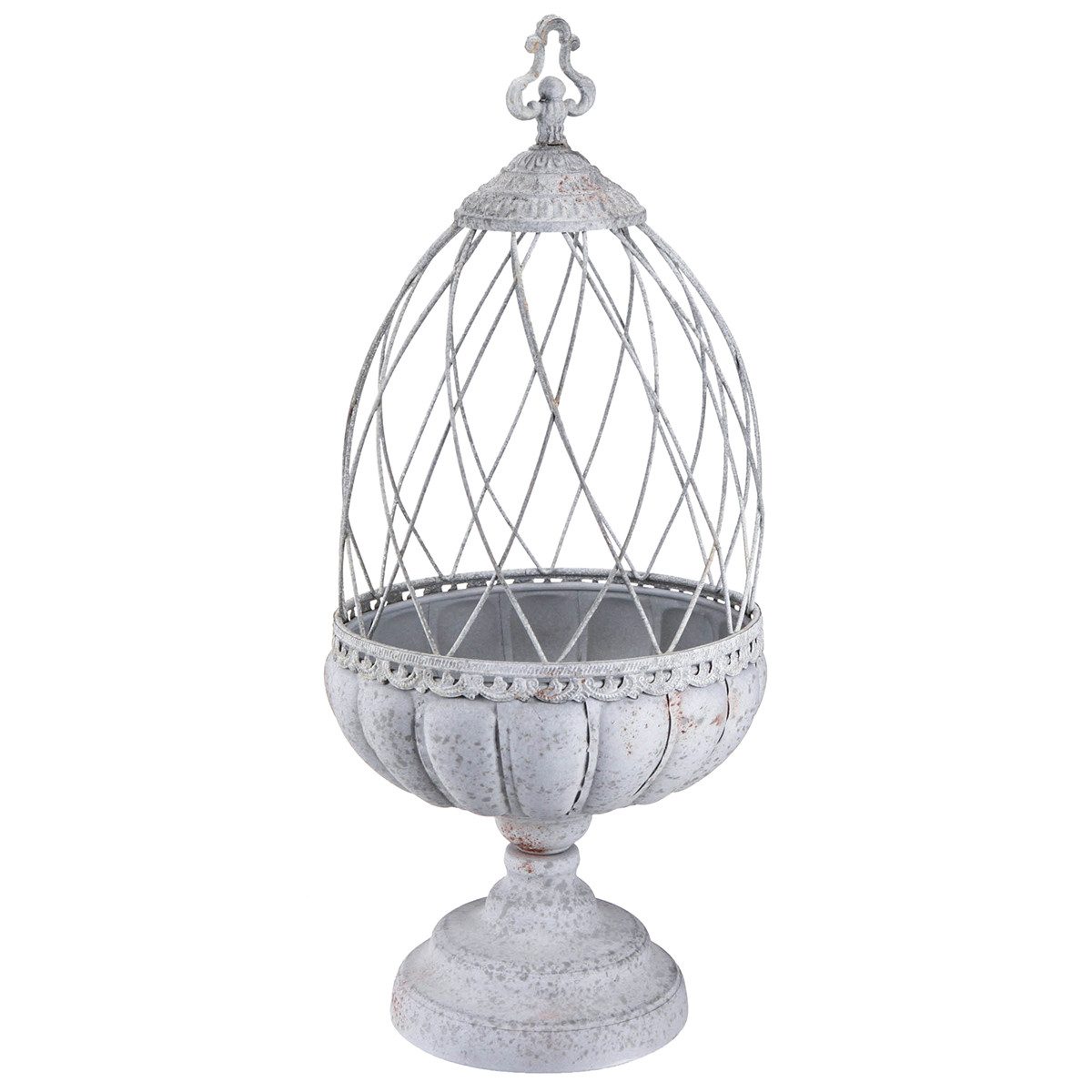 Dekoschale Vintage Pokalschale Deko Metall Vase Käfig Grau 26×61cm