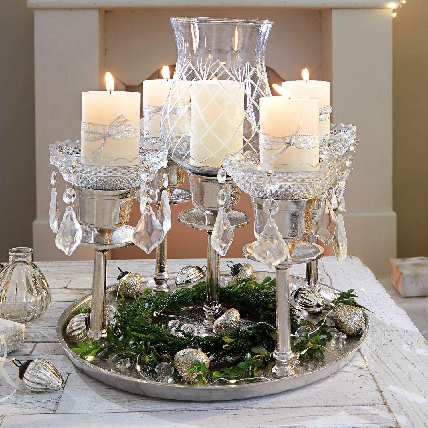 Mirabeau Kerzenständer Kerzenhalter Shaws silber/klar günstig online kaufen