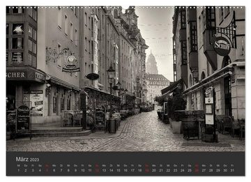 CALVENDO Wandkalender Dresden Schwarz Weiss 2023 (Premium, hochwertiger DIN A2 Wandkalender 2023, Kunstdruck in Hochglanz)