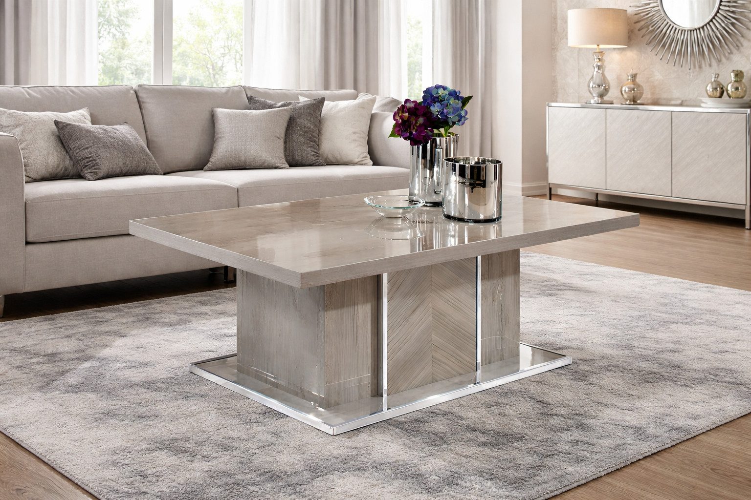 JVmoebel Couchtisch Moderner grauer Beistelltisch aus Holz fürs Wohnzimmer Sofort, Made in Europa