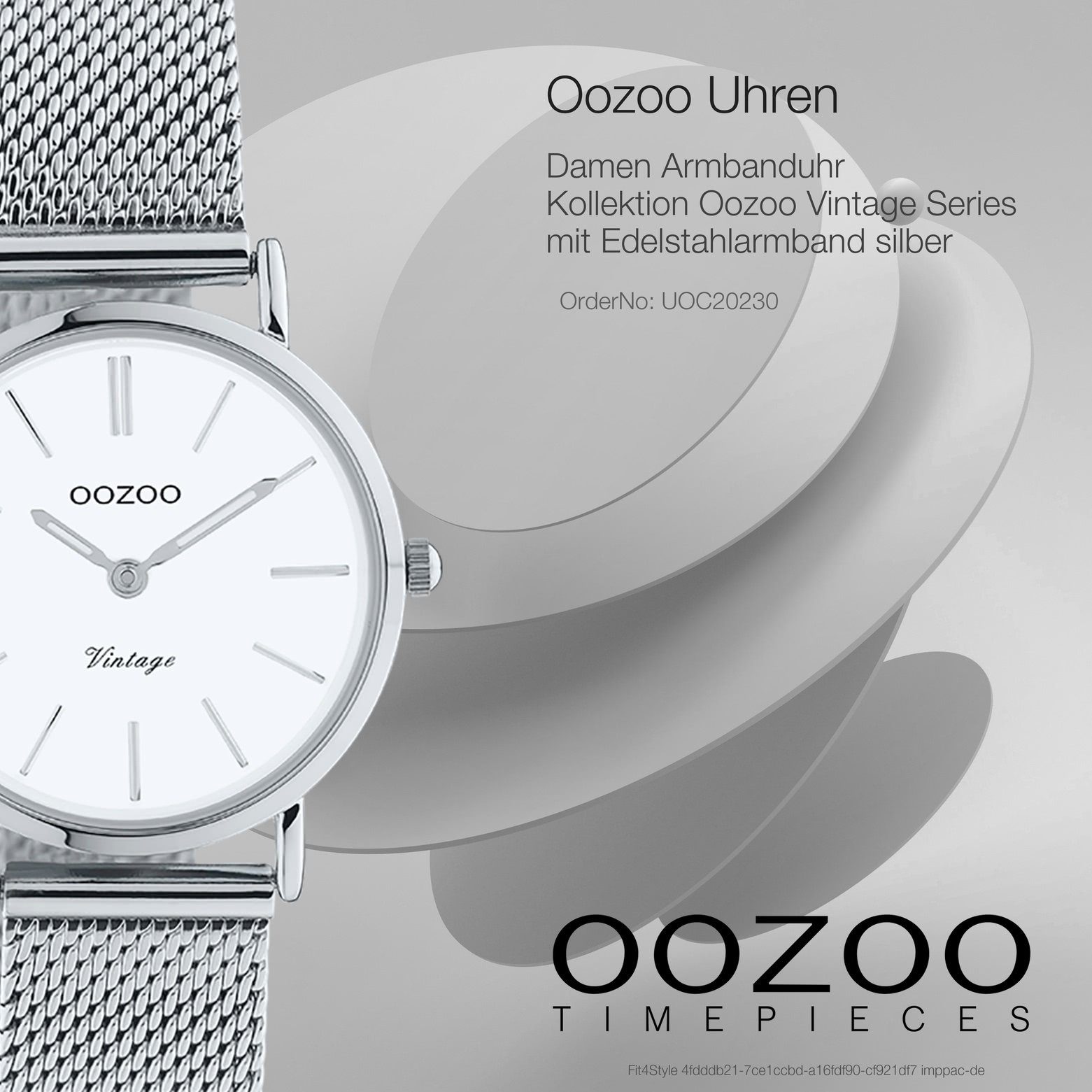 Armbanduhr OOZOO klein (ca 28mm) Edelstahlarmband, Quarzuhr Elegant-Style Analog, silber rund, Herrenuhr Unisex Damen, Oozoo