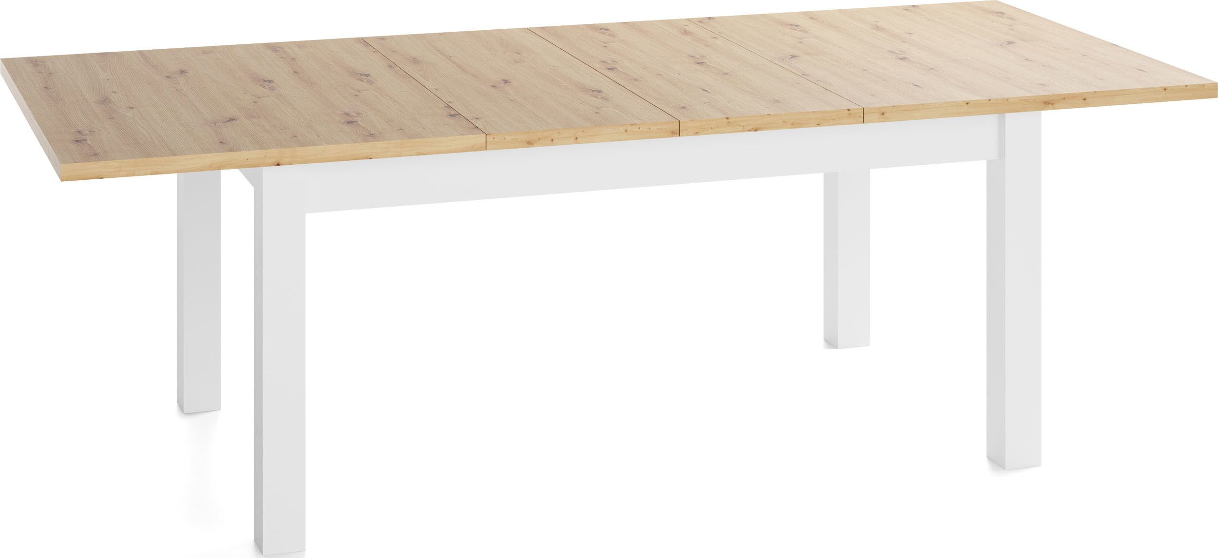 WFL GROUP Esstisch Lindberg ausziehbar verlängerbar rechteckig mit weißen Holzbeinen (MADE IN EU, XXL Groß– 120/140/150/160/200 cm ausziehbar auf 160/180/190/24 – Bild 4 von 5