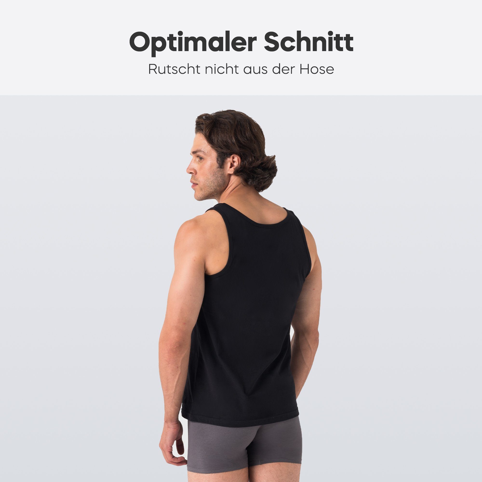 Barrio 13 Achselshirt Baumwolle Feinripp (Packung, aus Unterhemd 100% Schwarz Herren 3-tlg., für 3er-Pack) Tanktop