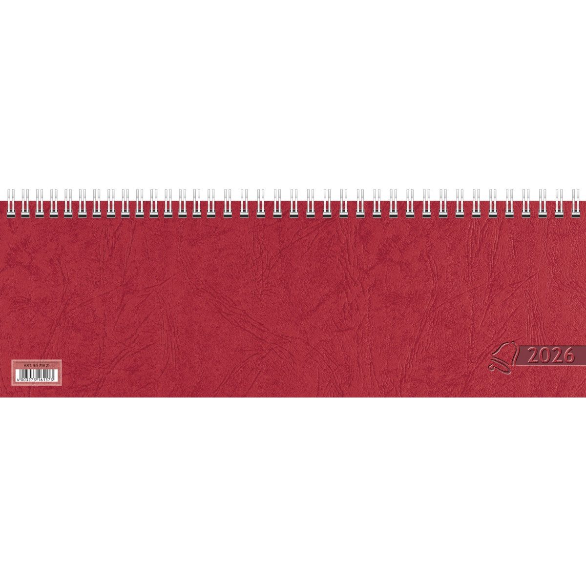 GLOCKEN Schreibtischkalender Querkalender 29,7x10cm 1 Woche auf 1 Seite rot Kalendarium 2026.