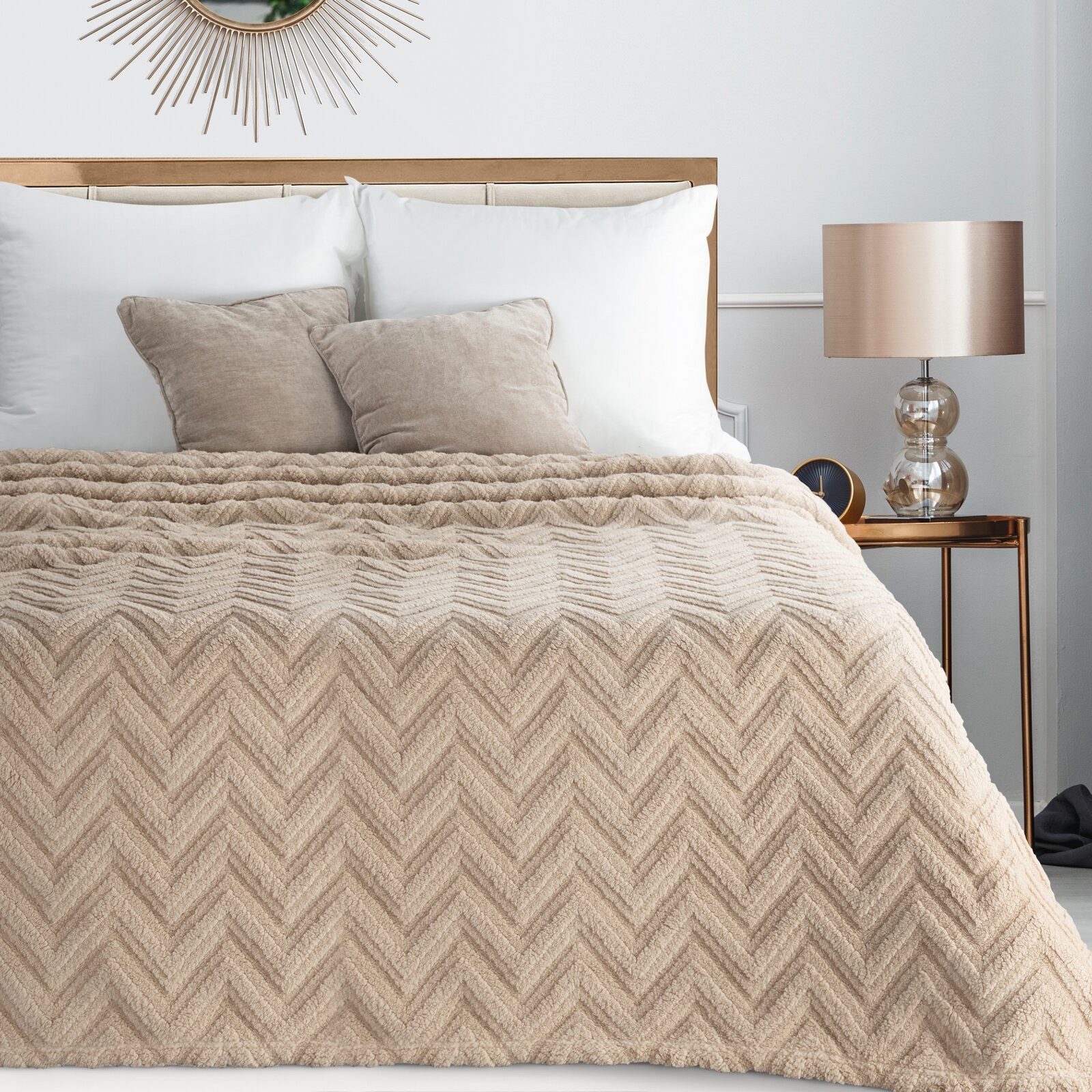 Wohndecke HYGGE Kuscheldecke mit Fischgrät-Struktur, Design91, Waffelmuster, weiche, gesteppte, kuschelige, wame Decke