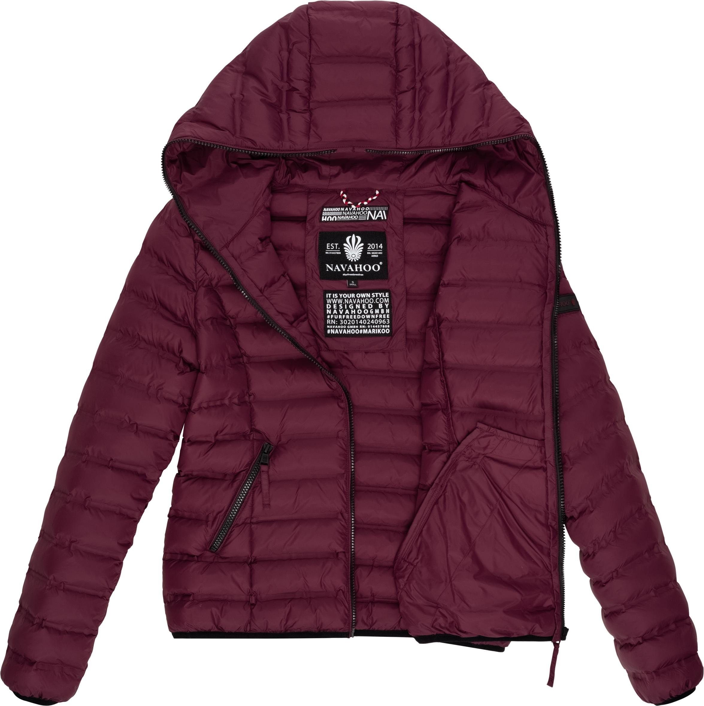 Navahoo Steppjacke Neevia modische Kapuze Übergangsjacke mit Damen weinrot