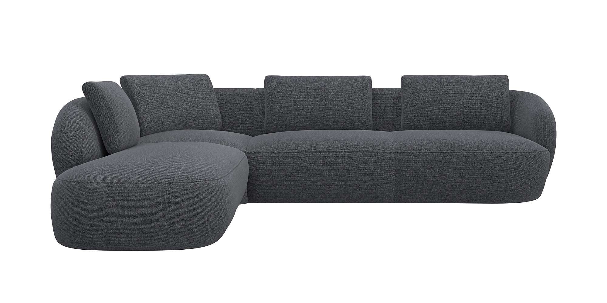 FLEXLUX Ecksofa Torino, rund, L-Form, Sofa-Ecke mit Ottomane, Modernes, organisches Sofa-Design, Kaltschaum, Wellenunterfederung