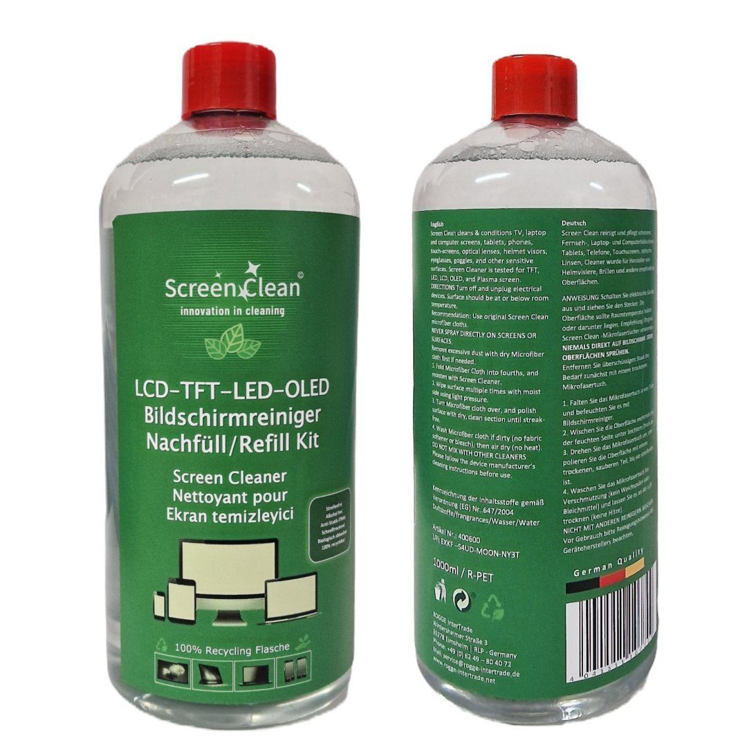 Screen Clean Reinigungs-Set ScreenClean© Nachfüll / Refill Flasche, 1.000ml, (1, 1-St)