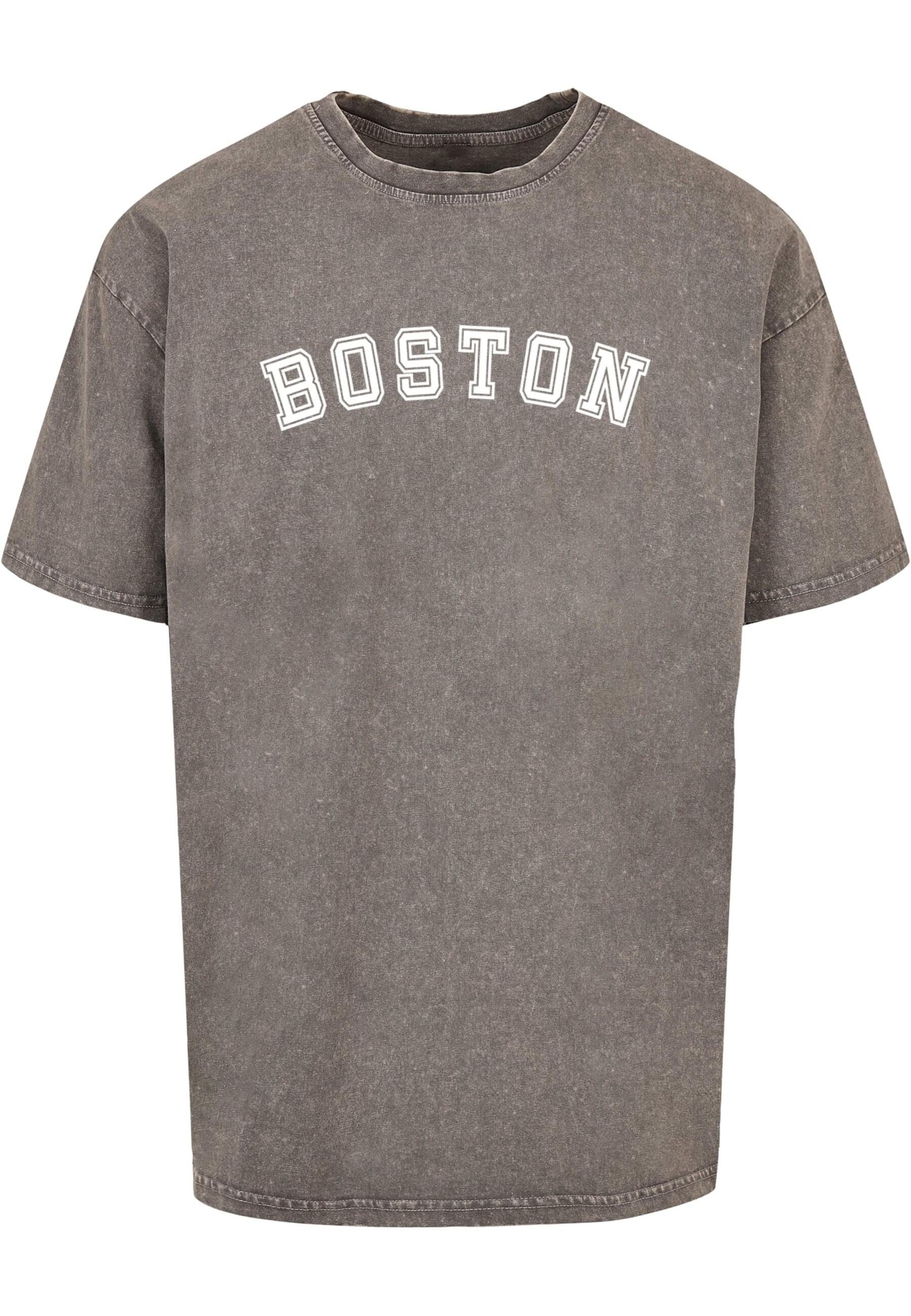 Merchcode T-Shirt Herren Boston X Acid Washed Heavy Oversize Tee (1-tlg) asphalt | T-Shirts