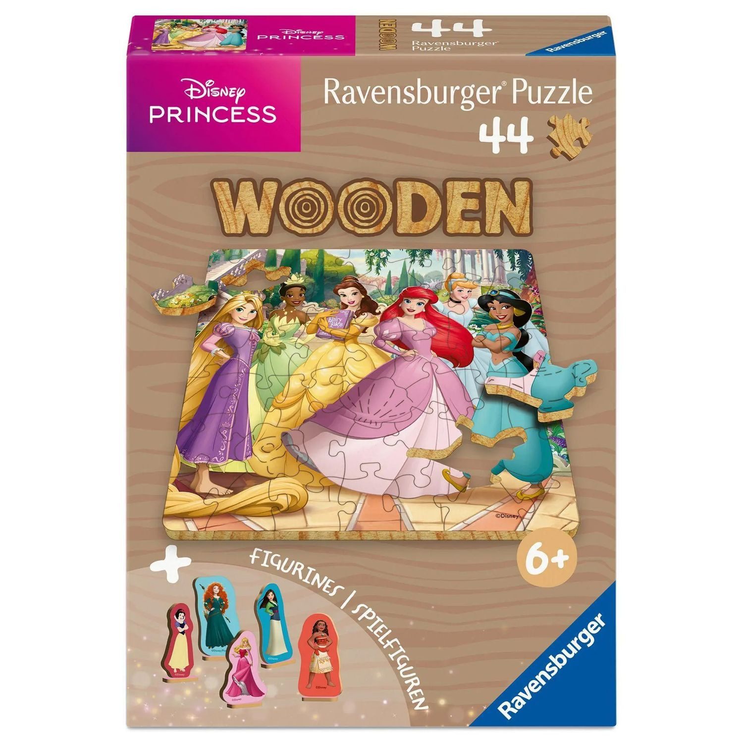 Ravensburger Puzzle WOODEN Puzzle Kids 44 Teile - Zauberhafte Disney Prinzessinnen, 44 Puzzleteile