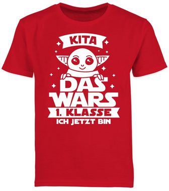 Shirtracer T-Shirt Kita Das Wars 1. Klasse ich jetzt bin Parodie weiß Einschulung Junge Schulanfang Geschenke