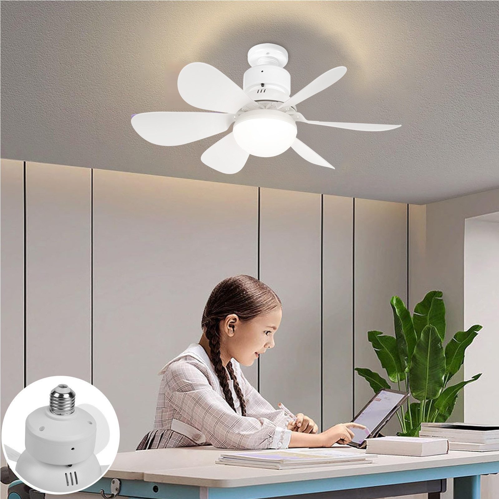 Jibenhome Deckenventilator Deckenleuchte Ventilator Dimmbar 40w günstig online kaufen