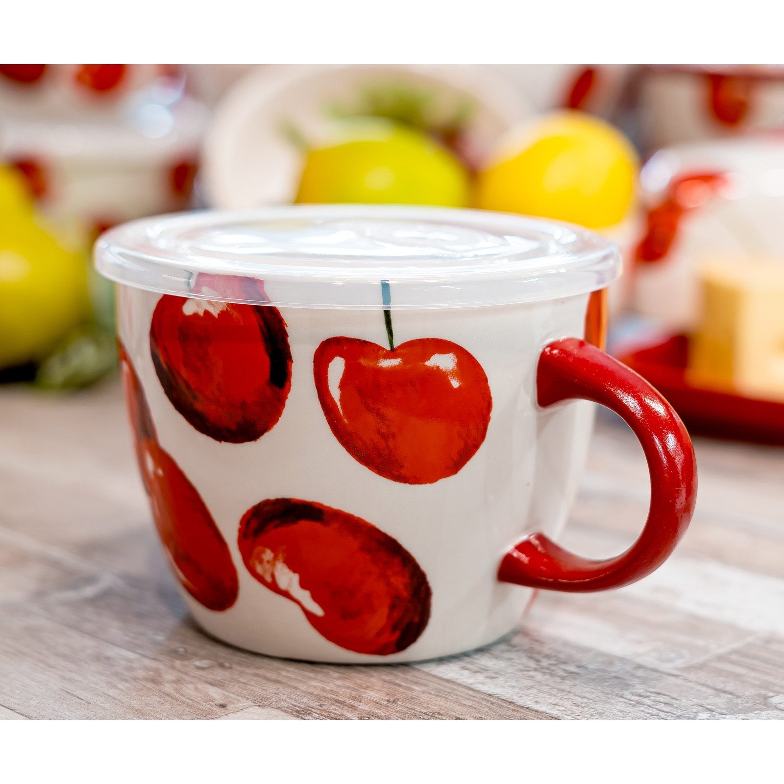 Neuetischkultur Suppenschüssel Suppentasse 0,5 Liter Keramik gemustert, Keramik, (Stück, 1-tlg), inkl. Mikrowellendeckel mit Ventil