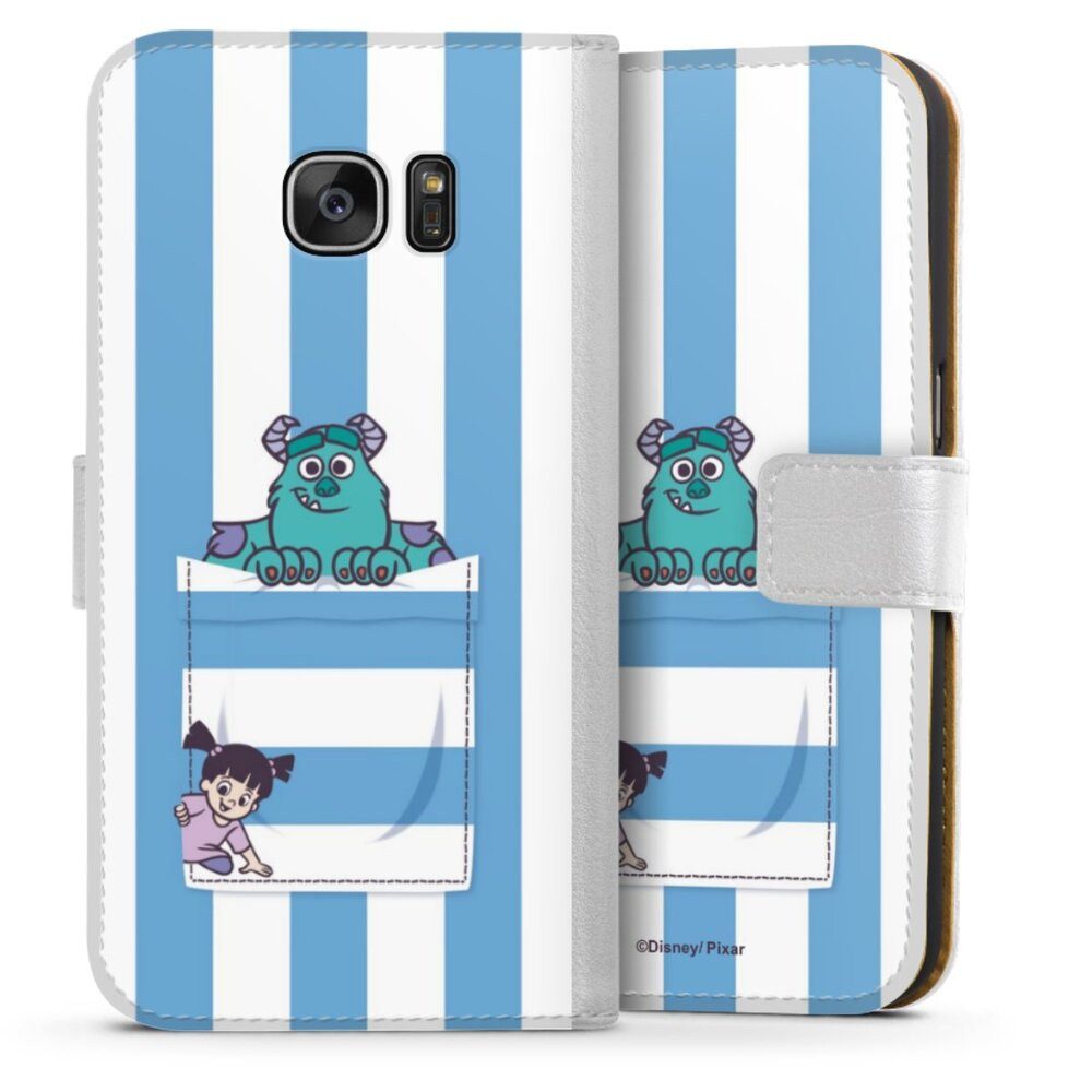 DeinDesign Handyhülle Disney Pixar Die Monster AG Fanartikel Monster AG Striped Pattern, Samsung Galaxy S7 Hülle Handy Flip Case Wallet Cover Handytasche Leder