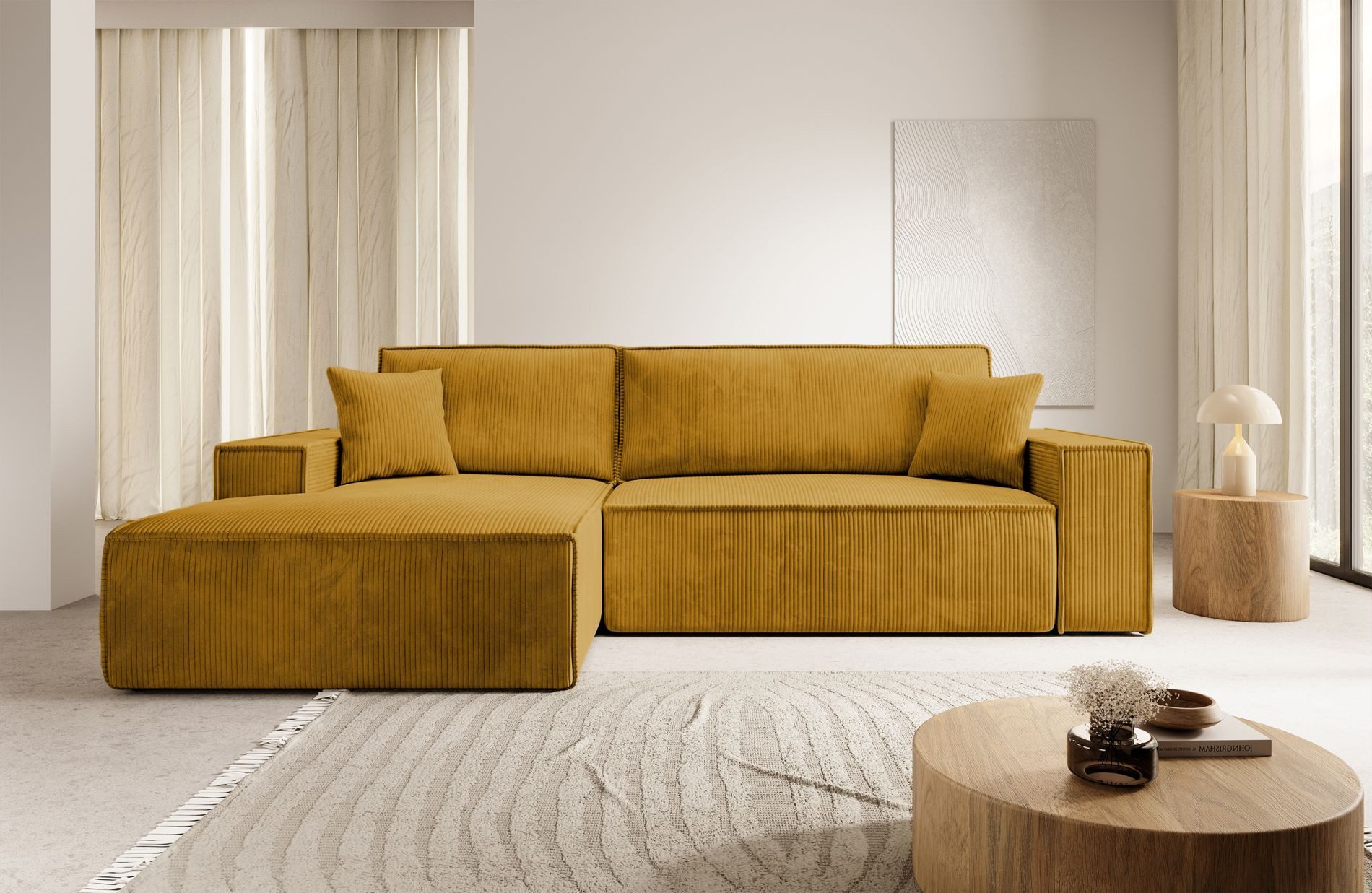 Selsey Ecksofa FARESE NEW, mit Schlaffunktion, Bettkasten und tierfreundlichem Cordbezug, 267 cm