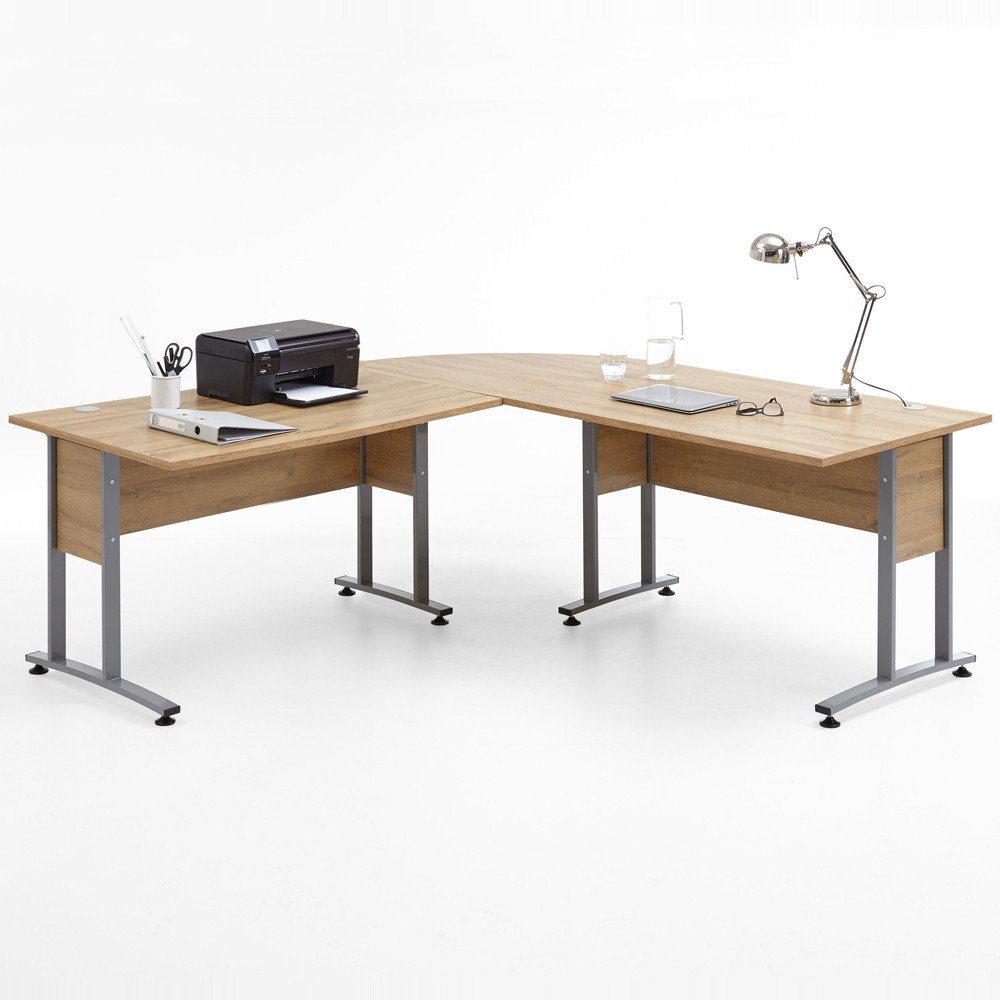 120x120cm Alteiche Schreibtisch - : Lomadox 200x75x200 Nb. COLUMBUS-10, cm Büro-Winkelschreibtisch in