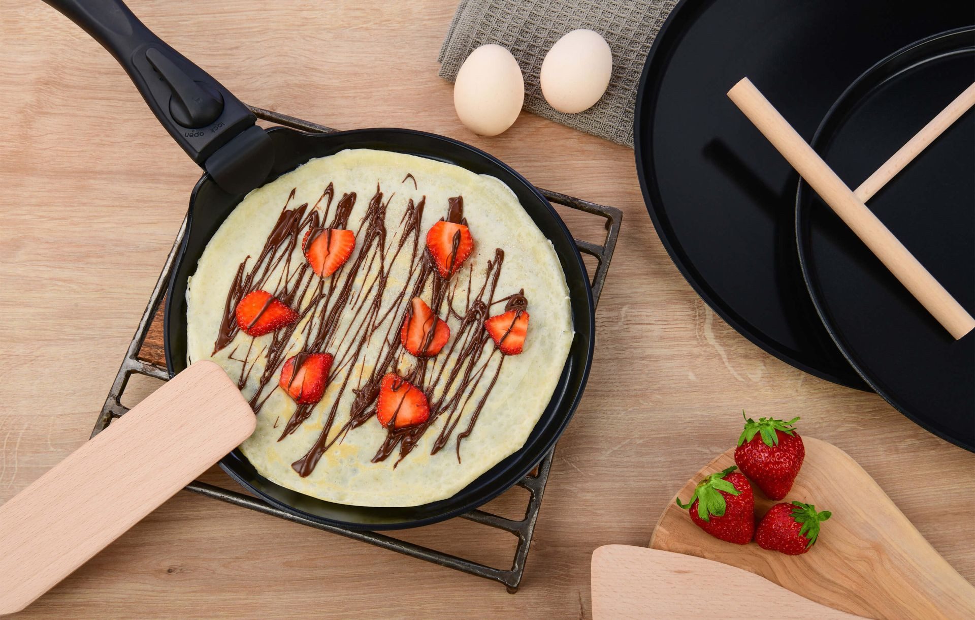 GRÄWE Crepes Verteiler, Crêpes Zubehör Holz-Set, 3-teilig