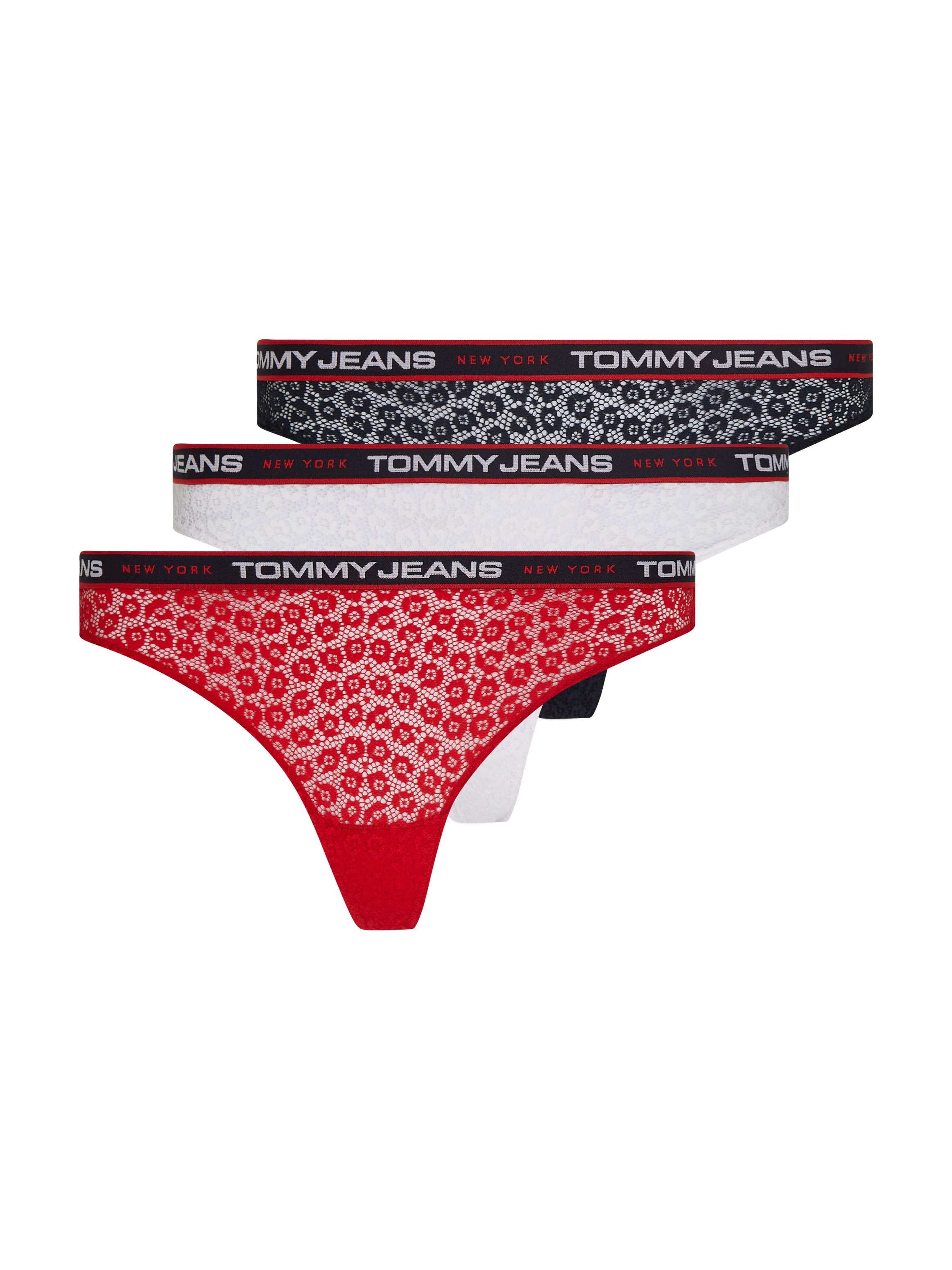 Tommy Hilfiger Underwear T-String TJ 3P THONG LACE (3-St., 3er-Pack) mit elastischem Bund Deep Crimson/ White/ Desert Sky