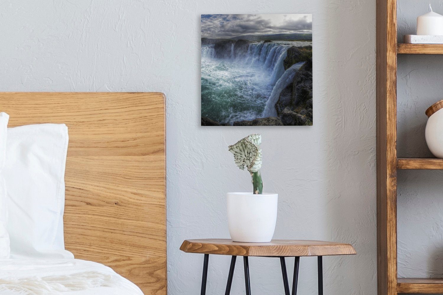 OneMillionCanvasses® Leinwandbild Island - Wasserfälle für - Blau, Bilder (1 St), Leinwand Schlafzimmer bunt Wohnzimmer