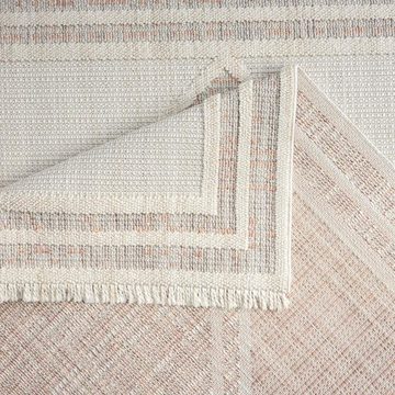 Teppich LINDO 8853, Carpet City, rechteckig, Höhe: 11 mm, Kurzflor, Hochtief-Muster/ 3D-Effekt, Fransen, Boho-Stil, Wohnzimmer